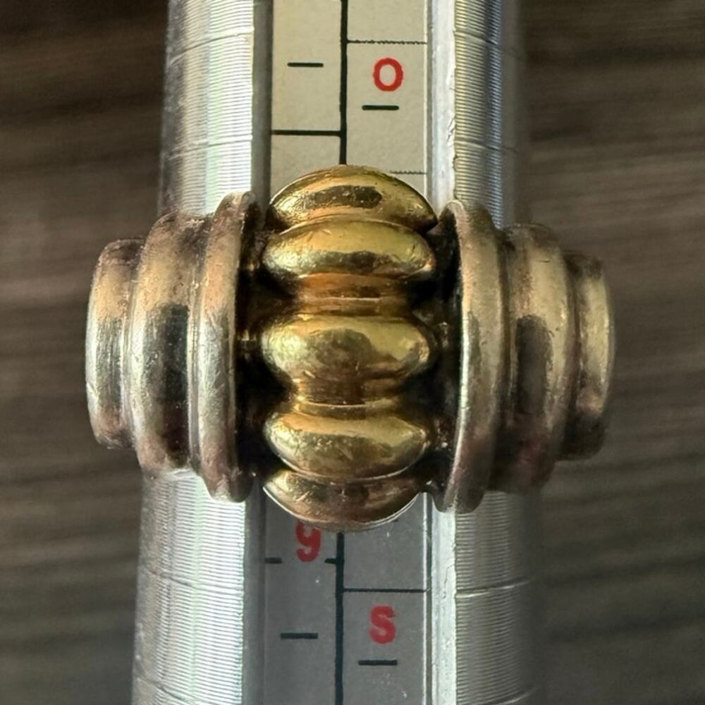 LAGOS CAVIAR 18K YELLOW GOLD & Sterling Silver Ring Sz. 8.75